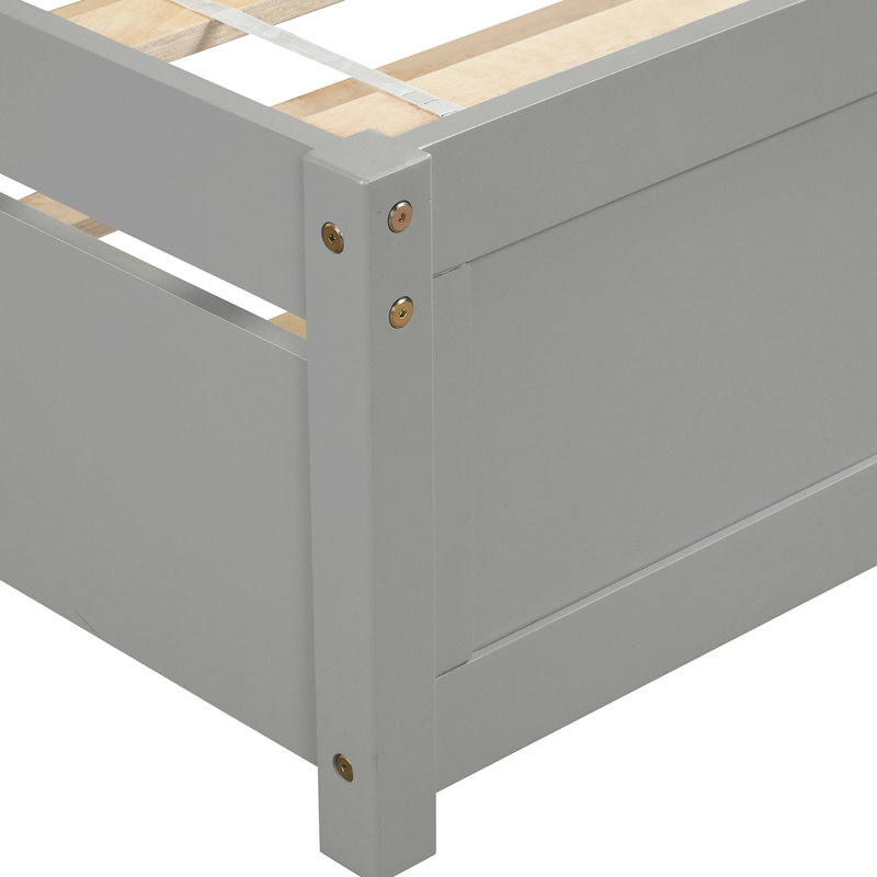 Lit simple avec lit gigogne et plateforme en bois gris - soutien solide et élégance élégante