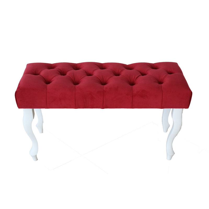 Upholstered Bench, Red, 45cm H x 60cm W x 40cm D