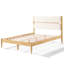 Grand lit en bois massif avec tête de lit rembourrée en molleton, panneaux latéraux, pieds fuselés élégants, cadre d'assemblage simple, expérience de sommeil confortable, style de pieds, rangement inférieur-1594482385
