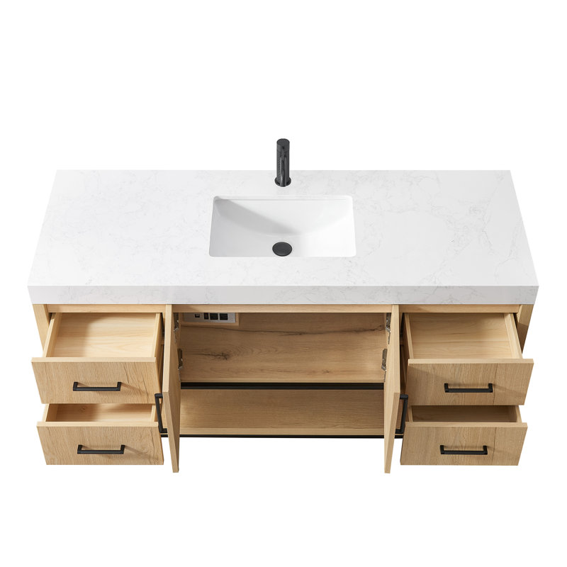 Meuble-lavabo simple Cataleya, 60", Noir mat / Ok