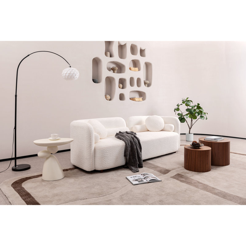 Table de bout Lucky Stone, Blanc laiteux