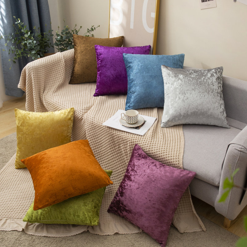 (Couvertures avec insertions) Ensemble de 2 coussins décoratifs en velours écrasé, Mauve