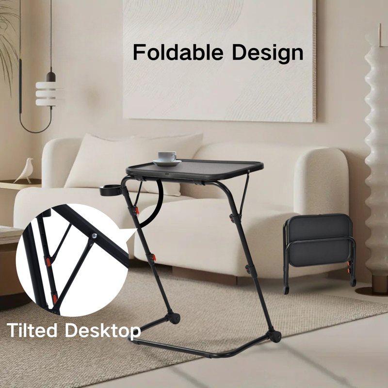 Accent Desk with Cup Holder Adjustable Folding