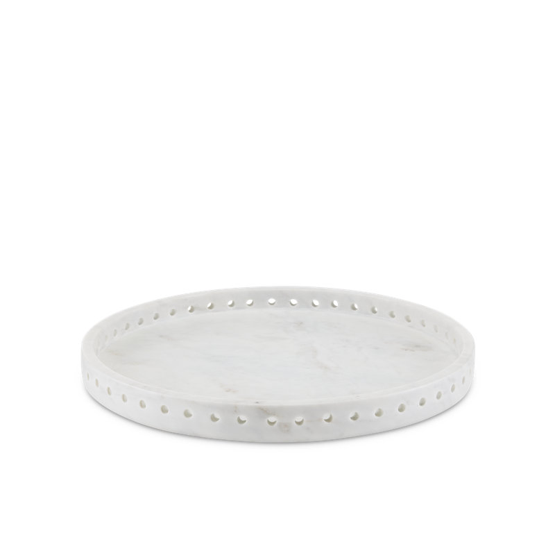 Freya Large Round White Marble Decorative Tray