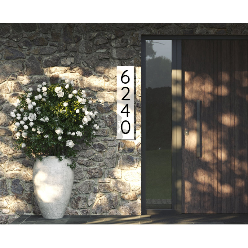 Numéros de maison pour l'extérieur, Chiffres noirs sur fond blanc, Vertical, Oui