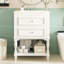 Meuble-lavabo de 24 po avec lavabo en céramique, rangement rétro à 2 tiroirs, tablette ouverte, tablette et tiroirs à finition ultrabrillante