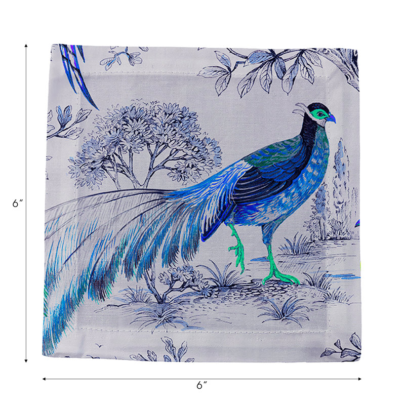 Pheasant Fall Sauvage Cotton Sateen Cocktail Napkins, Calme