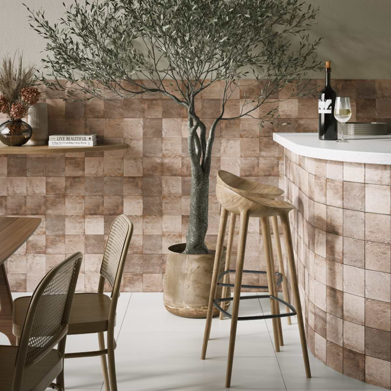 Navari 5X5 Textured Matte Ceramic Tile, Taupe