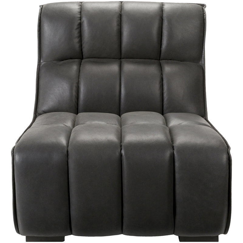 Morris Modern Accent Chair, Black Genuine Leather