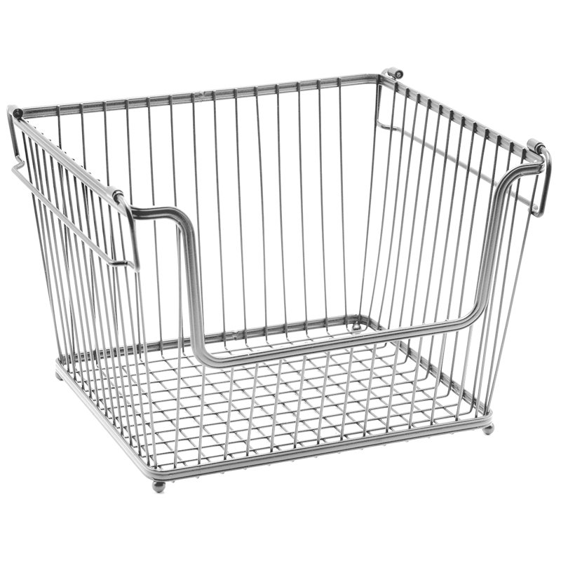 Sorbus MTL-BSKT6 6 Pack Stackable Metal Storage Basket with Handles in Silver, Silver