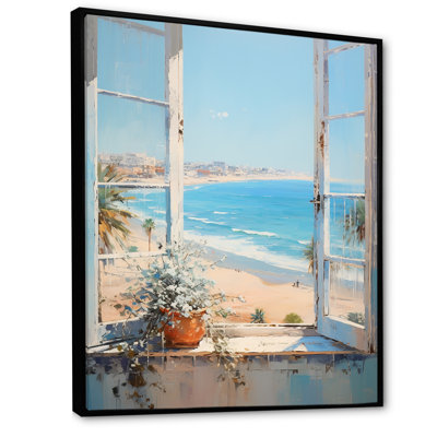 California Shoreline Window View III - Coastal Windows Wall Art