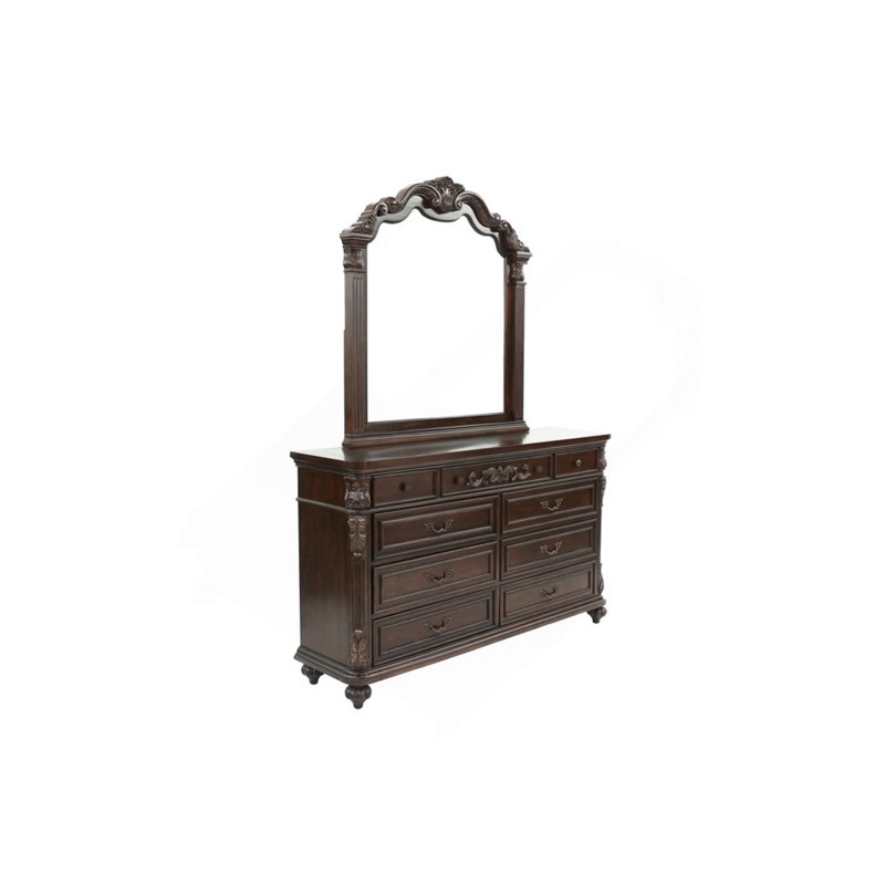 Commode en cerisier traditionnel traditionnel avec miroir