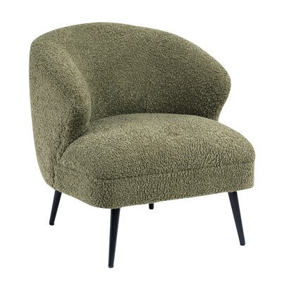 Fauteuil d'appoint luxueux Boucle pour espace de vie, siège en mousse haute densité, structure en contreplaqué, pieds en métal noir, limite de 300 lb, largeur de siège de 26 po en tissu, coussins, base, capacité,