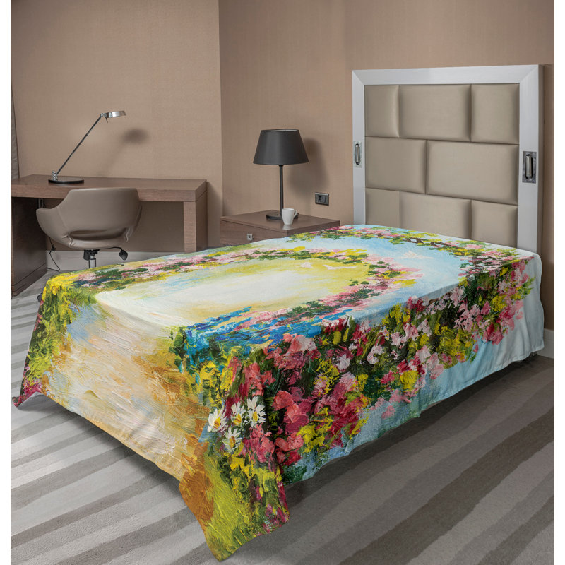 Ambesonne Colorful Top Flat Sheet Hot Summer Boho Park Multicolor, Twin XL Flat Sheet