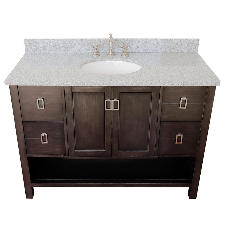 Ensemble de meuble-lavabo simple 49 po Wilhoit, Brun argenté / granit gris