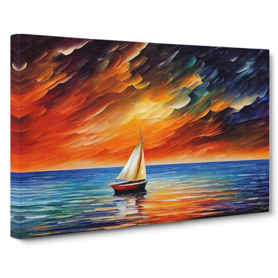 Sailing Boat On The Ocean Vol.2 Abstract - Wrapped Canvas Painting