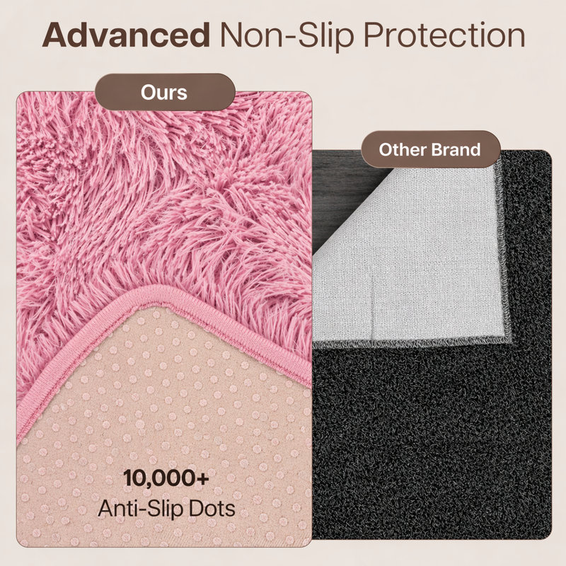 Solid Colour Machine Tufted Shag Area Rug, Rectangle 120cm Width X 170cm Length