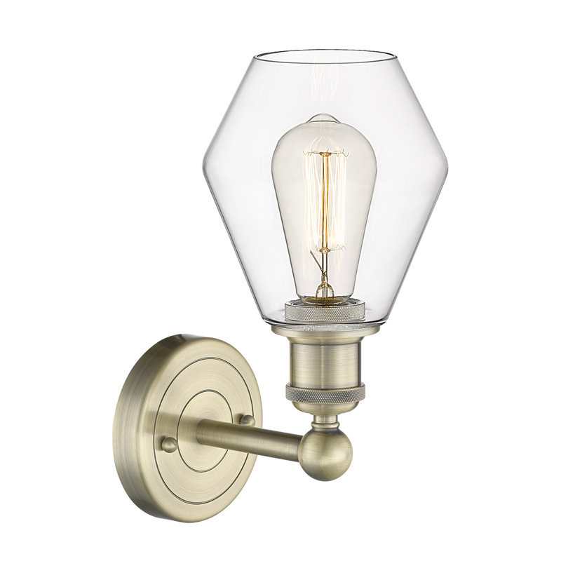 Amylea Armed Sconce, Clear, Antique Brass