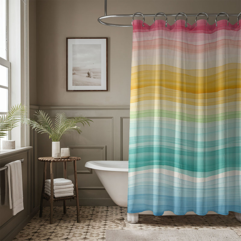 Watercolor Spectrum - Rideau de douche standard 1 pièce, H 74 po x l 71 po