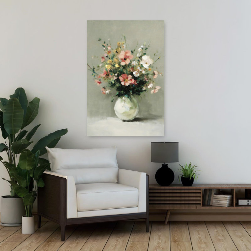 Bouquet abstrait, art mural contemporain, H 36 po x l 24 po