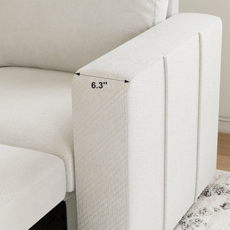 Rafael Loveseat Sofa With Under-Seat-Storage, Beige Chenille