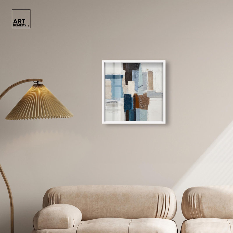 Cool Tones II Shadowbox Print Office Wall Decor by Art Remedy, White Frame, 20 x 20, White Frame, 21"H x 21"W