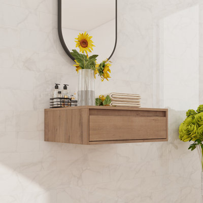 24" Wall Mounted Bathroom Side Cabinet With 1 Soft Close Drawer