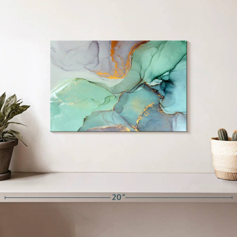 Avery vert bronze abstrait, H 8 po x l 12 po