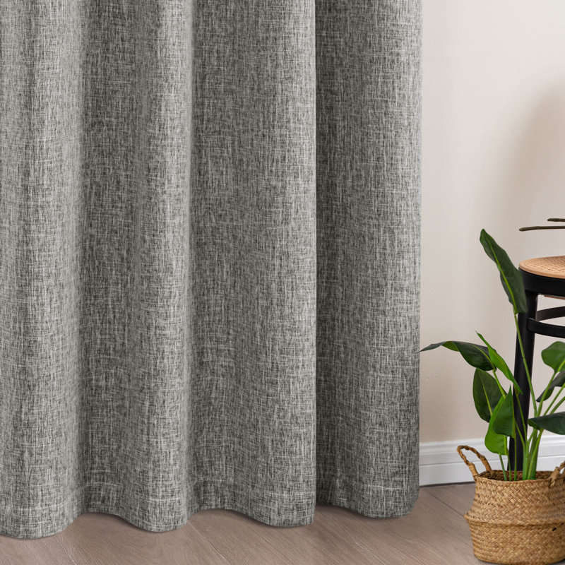 Paire de rideaux 100% lin occultant, Gris foncé, L 52 po x L 84 po