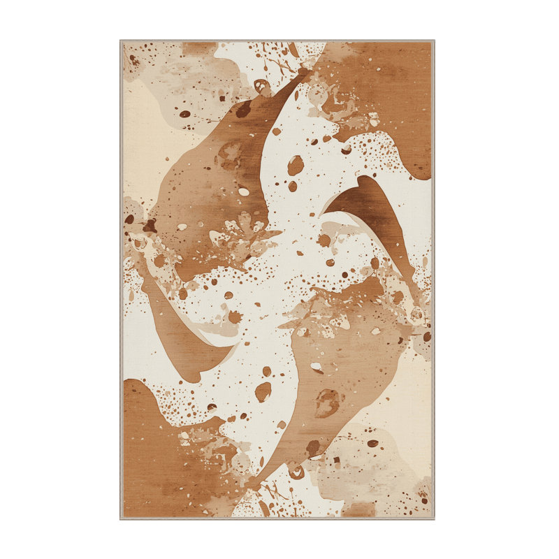 Tapis éclectique beige lavable à la machine à motif abstrait Ottoline, 4 x 6
