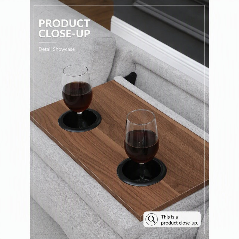 Canapé d'angle beige 2 pièces avec porte-gobelets et pouf de rangement, idéal pour des moments de détente et de divertissement.