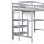 Lit mezzanine simple en bois avec tablettes, bureau et tableau d'écriture - Gris