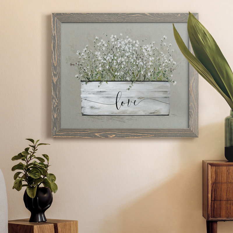 " Bouquet Of Grace Bucket Love " Painting Print, Gray, 24" H x 18" W x 1.5" D