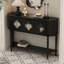 Console demi-cercle en bois massif noir-327508772