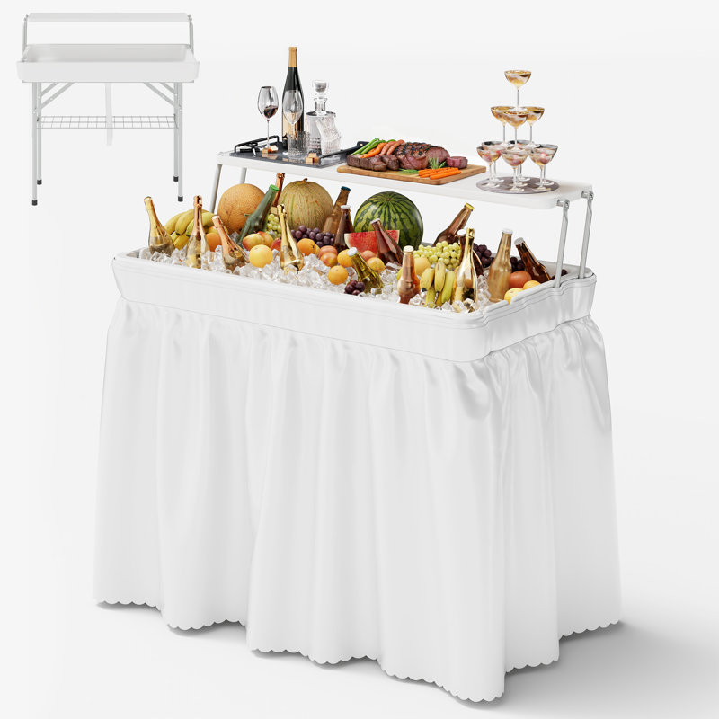 Table de glacière extérieure pliante, Blanc