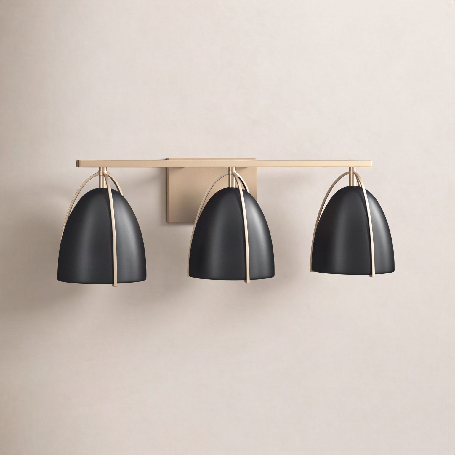 Noel 3-Light Dimmable Vanity Light, Satin Brass, No