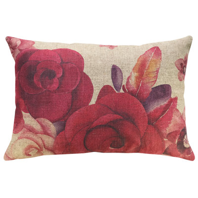  Roses Linen Throw Pillow