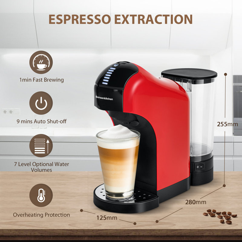 Bonsenkitchen Coffee & Espresso Maker, Red