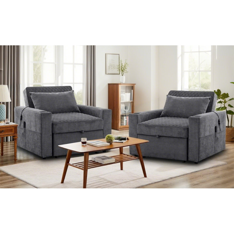 Fauteuil-lit convertible 3-en-1 avec massage et chaleur, Gris