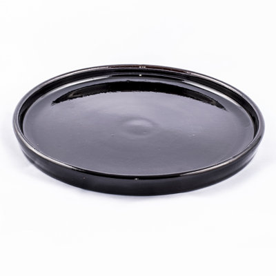 Ancient Cookware, Mexican Clay Shiny Black Plate, Modern Design, 10 Inches