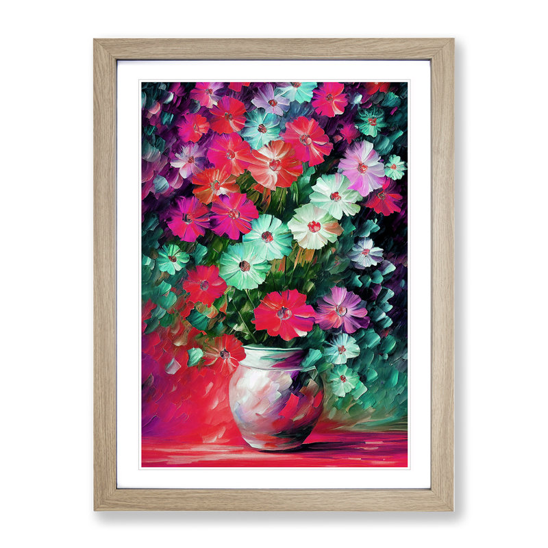 Vase Of Flowers No.2 - Wall Art, 48cm H x 36cm W, Oak Picture Frame, White