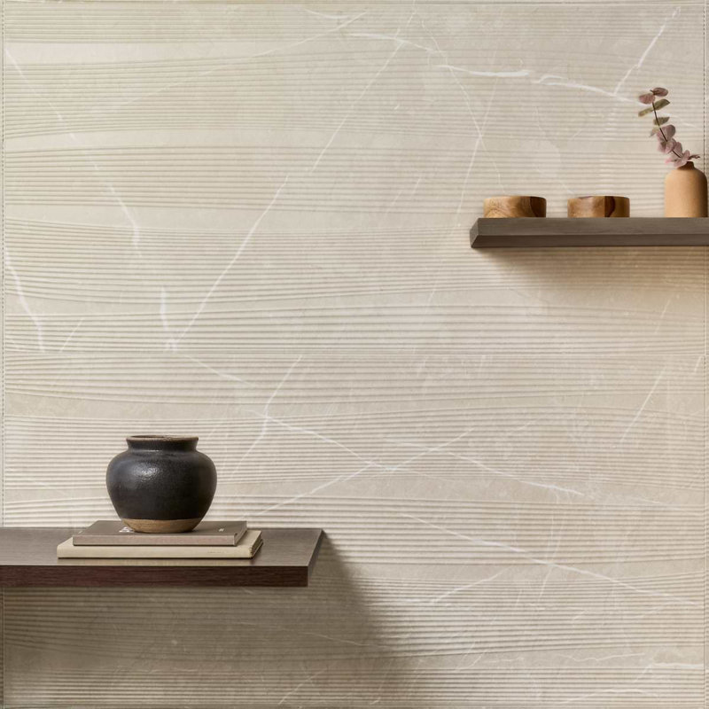 Autograph Vibe 24X48 3D TeXtured Marble Look Matte Porcelain Tile, Caldia Oro White