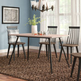 Sanchez Oak Metal Base Dining Table