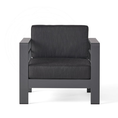 Modern Aluminum Club Chair with Plush Cushions