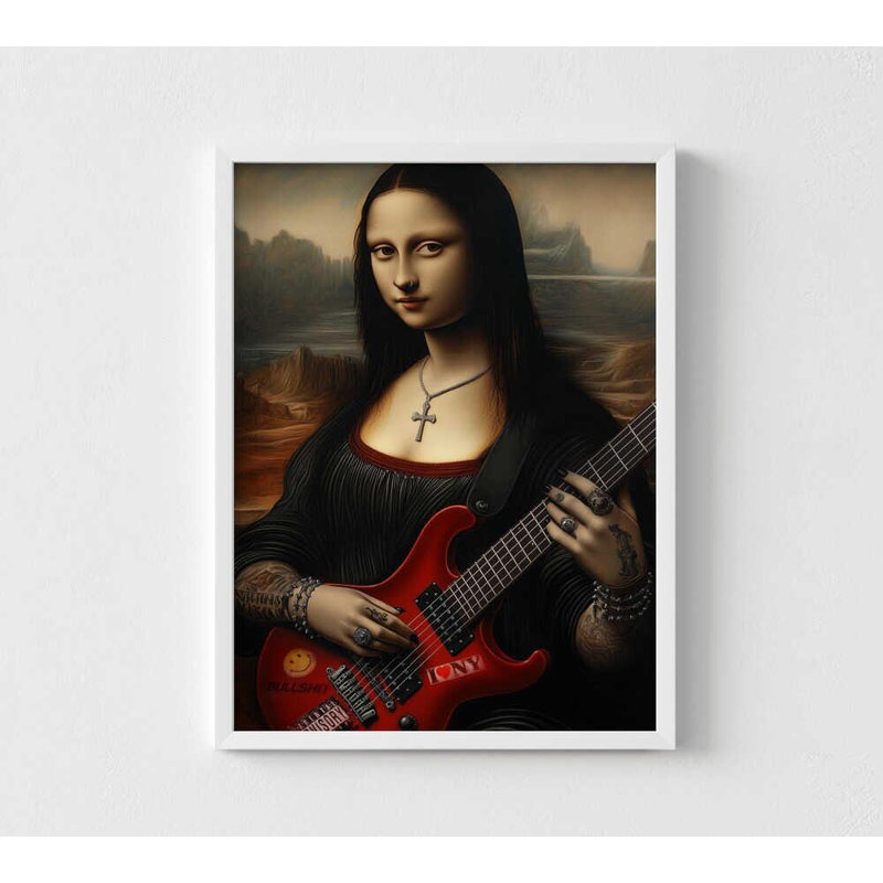Affiche Rockstar Mona Lisa - affiche de guitare moderne punk, H 16 po x l 12 po, Impression encadrée sans passe-partout