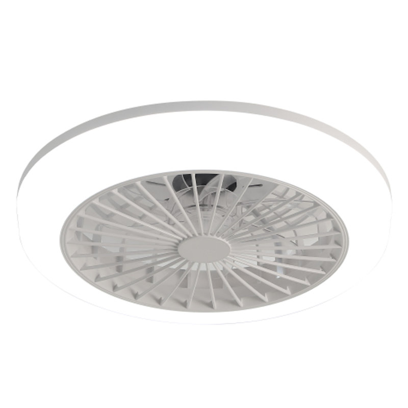 Modern 18 Inch Enclosed Ceiling Fan With Light And Remote Control, Flush Mount Bladeless Low Profile Ceiling Fan For Bedroom Kitchen Dining Room