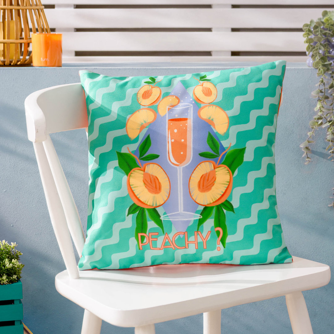 Indoor / Outdoor Blue Square Throw Pillow Cover