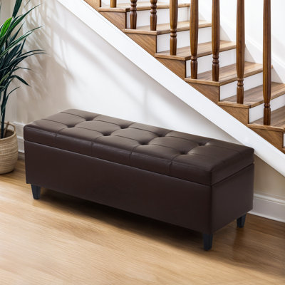 Banc de rangement rembourré en similicuir l 50,5 po