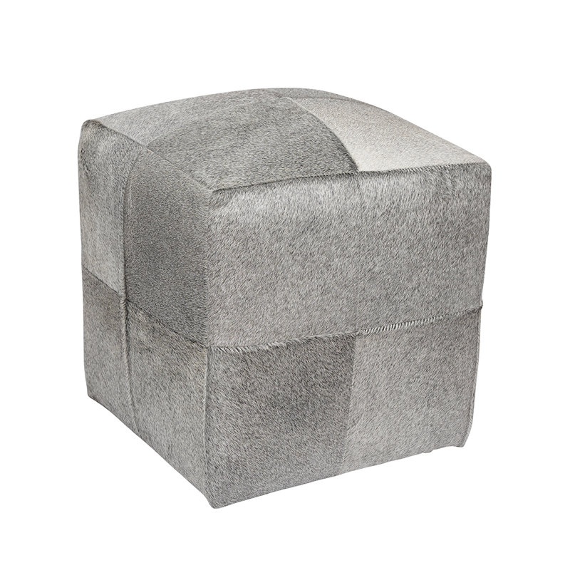 Rutha Leather Ottoman, Grey Genuine Leather