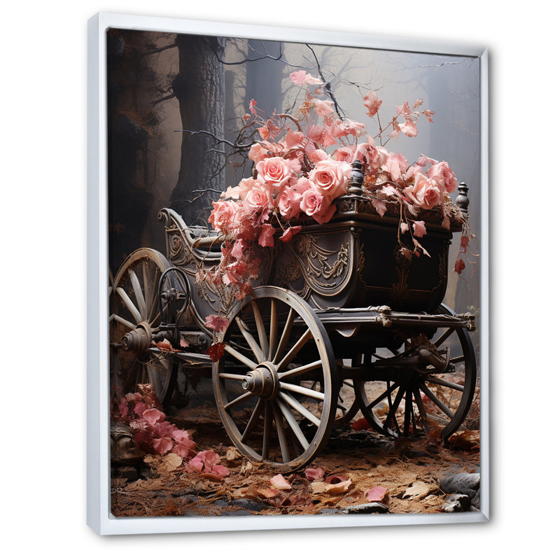 Romantisme, voiture de mariage rose II, Cadre flottant blanc, H 44 po x l 34 po x P 1,5 po